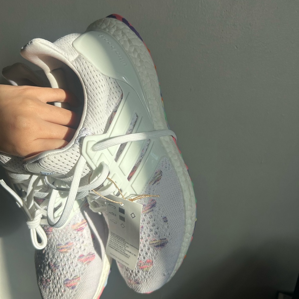 Adidas White and Multicolor Ultraboost Shoes - Picture 3 of 6